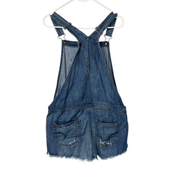 American Eagle Outfitters Blue Denim Overall Shorts Large - Picture 2 of 7